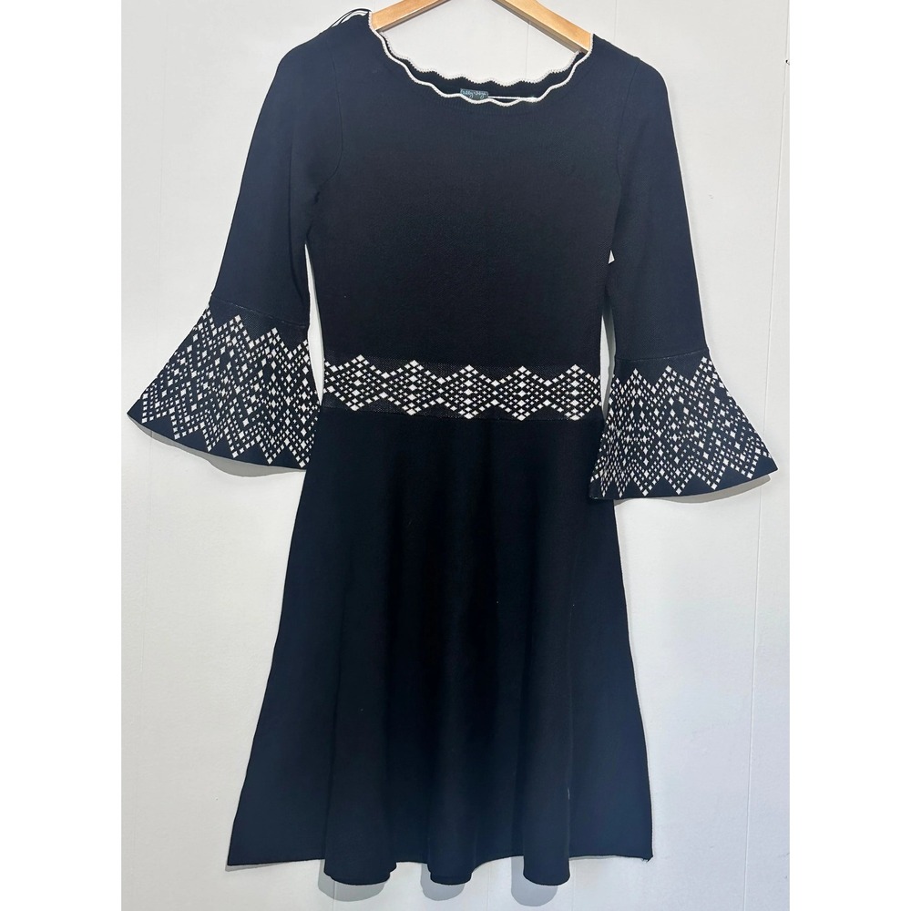 Gabby Skye Black fit and Flare Dress with bell sleeves Small
